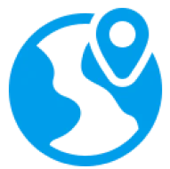 Blue globe with location pin icon